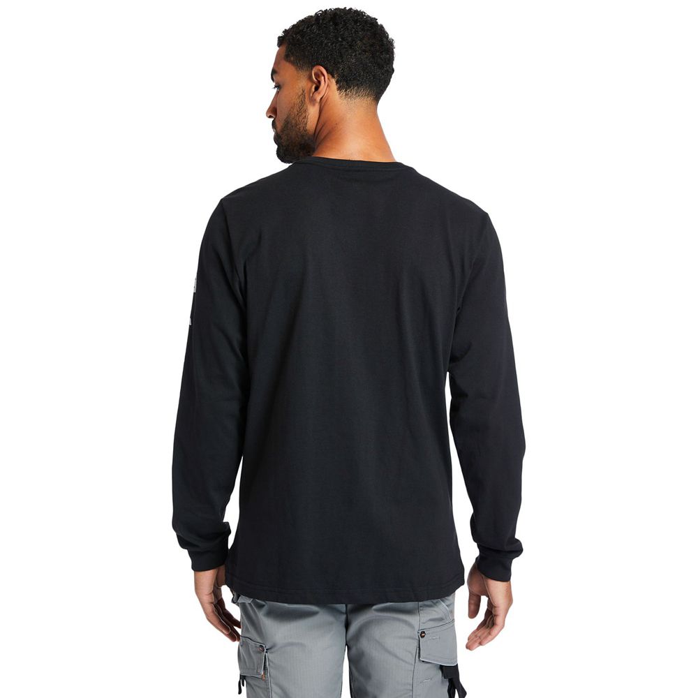 Camisetas Timberland Hombre Pro® Logo Manga Base Plate Wicking Negras - Chile HVL-680375